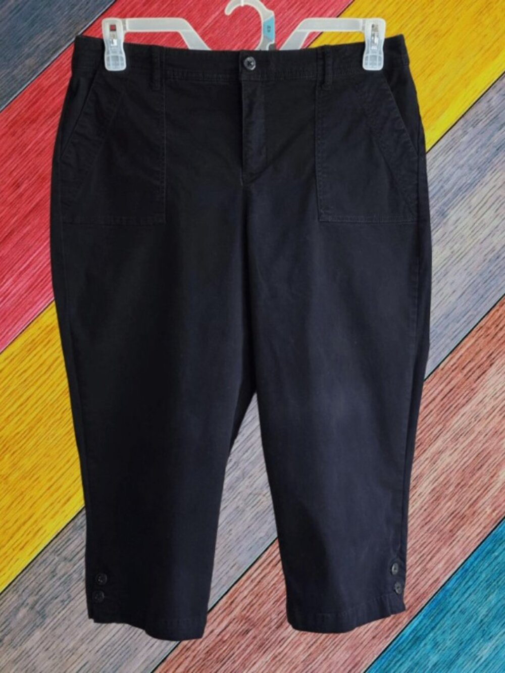 Croft & Barrow Womens Classic Fit Capri Pants Black Size 12